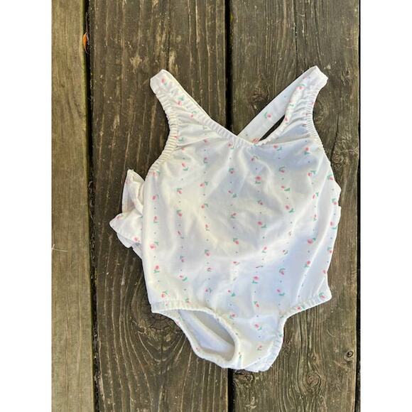 one piece swimsuit rosebud print x back 18mo - Picture 1 of 7
